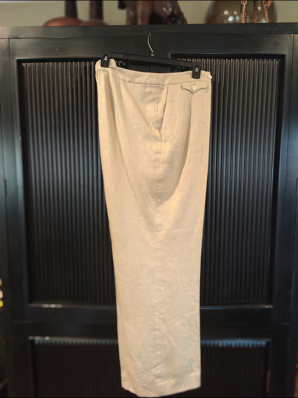 Women's Ralph Lauren Khaki Wide-Leg 100% Linen Trouser